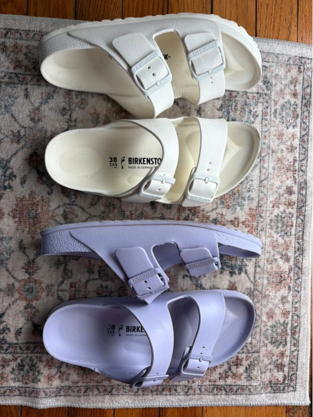 Womens Rubber Birkenstocks Sandals Bundle of Two White & Purple Size 38